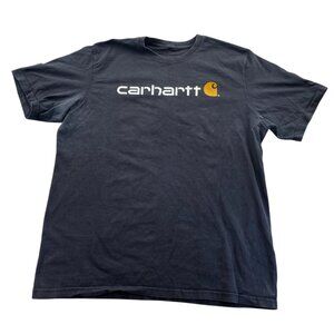 Carhartt Mens Work T-Shirt 2XLT Black Short Sleeve Logo Crew Neck Casual K195